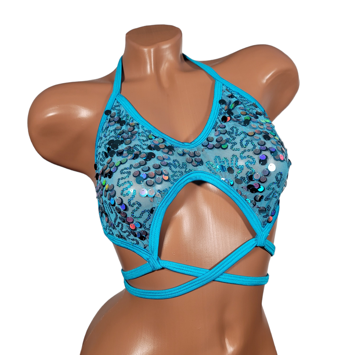 Wrap-Around Top (Blue Sequin)