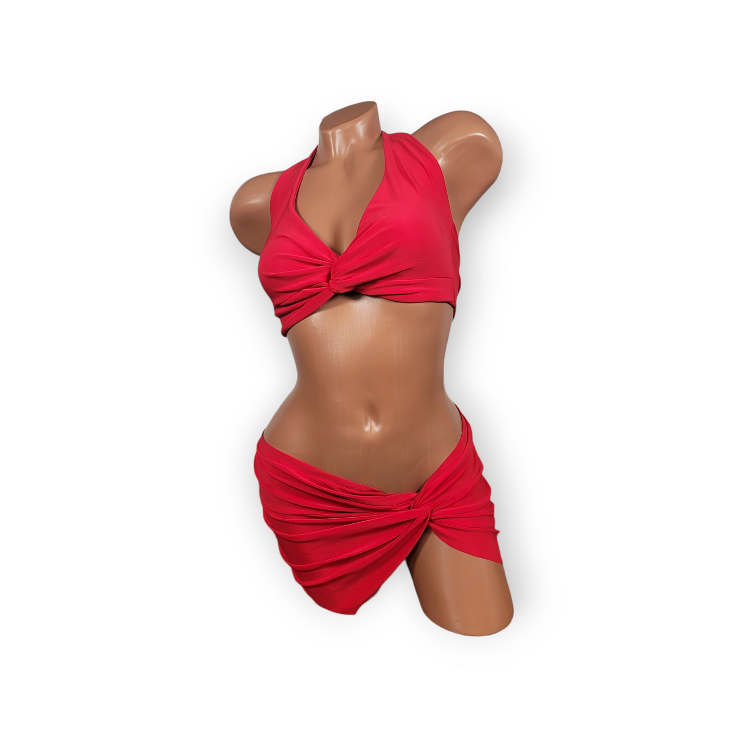 Red knott skirt set